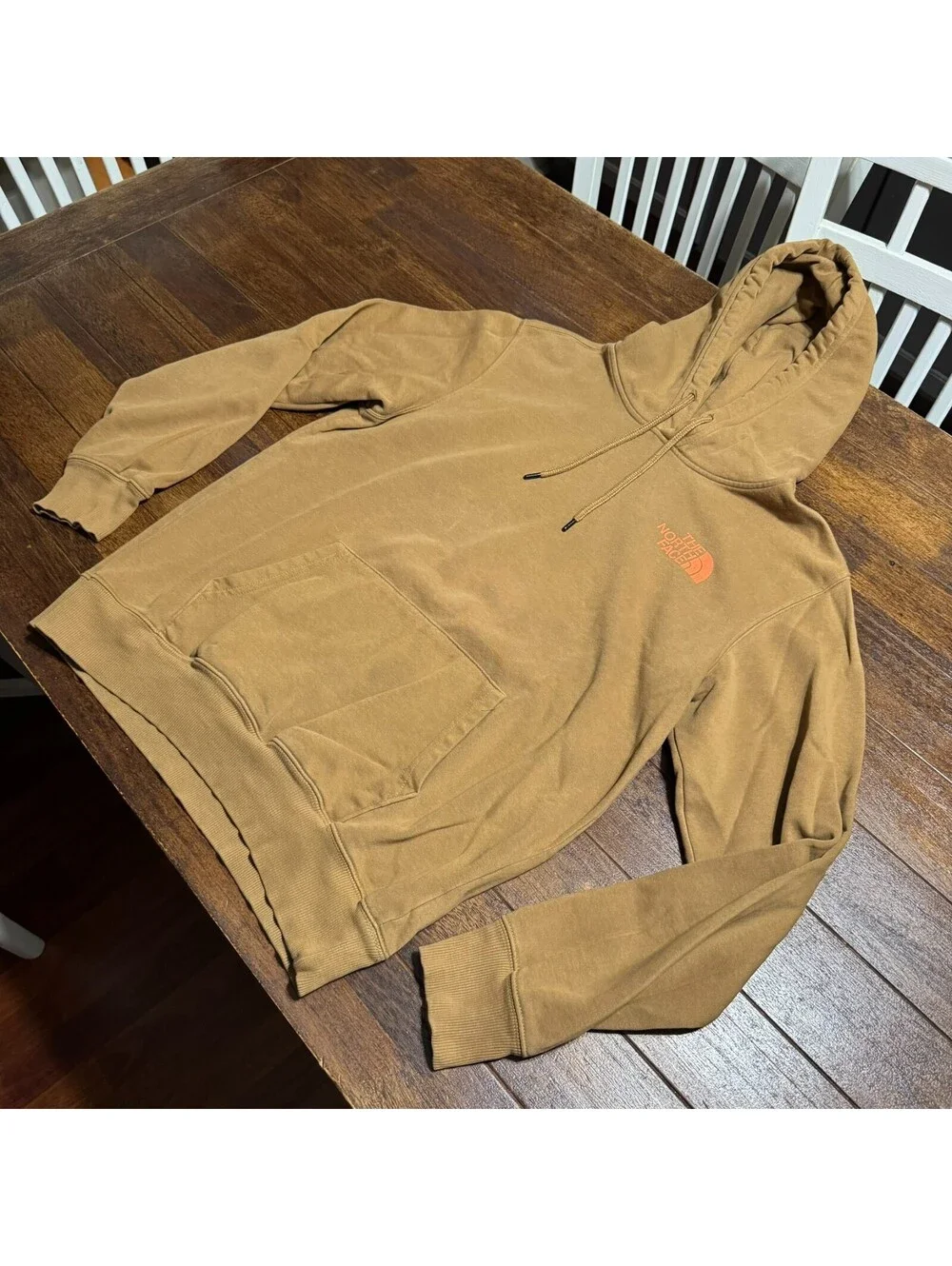 The North Face Men's Rust Brown Pullover Hoodie Large Logo Graphic Fleece Sz M
